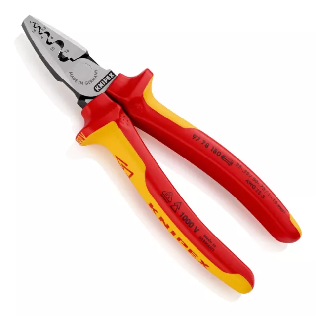 KNIPEX 9778180 - Crimpzange VDE für Aderendhülsen 0,25-16 mm² - 180 mm