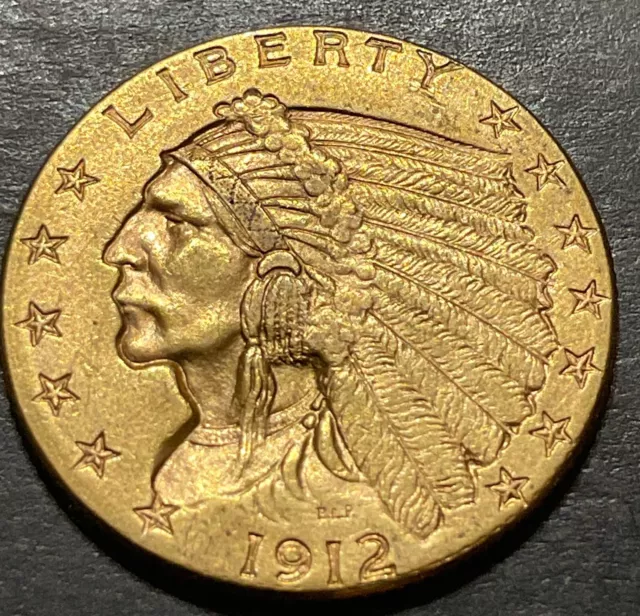 1912-P GOLD $2.50 Indian Quarter Eagle Choice Wonderful HIGH GRADE Coin L781