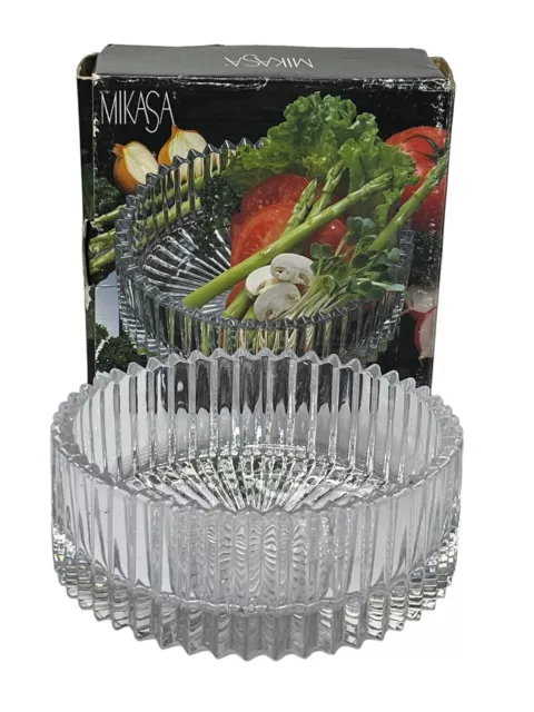 Mikasa Diamond Fire Hostess Bowl Crystal Serving Fruit Candy Bowl 6 in x 2 in