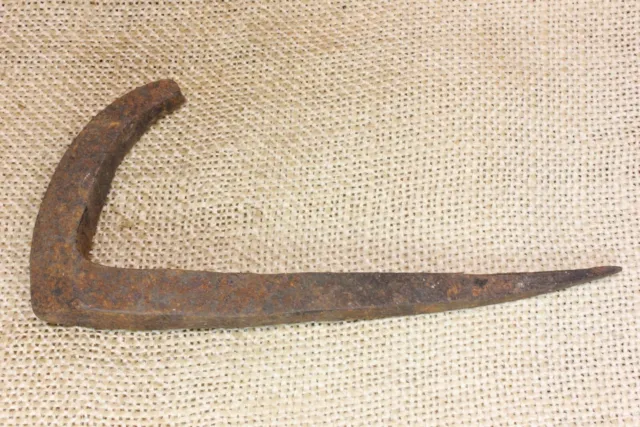 Old Smoke House Meat Hook Wrought Iron Hearth Barn Hitching Beam Spike Vintage