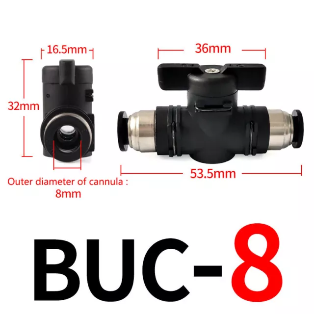 4-12mm Push Fit Ball Valve Shutoff Valve Pneumatic Fitting Straight Black/White