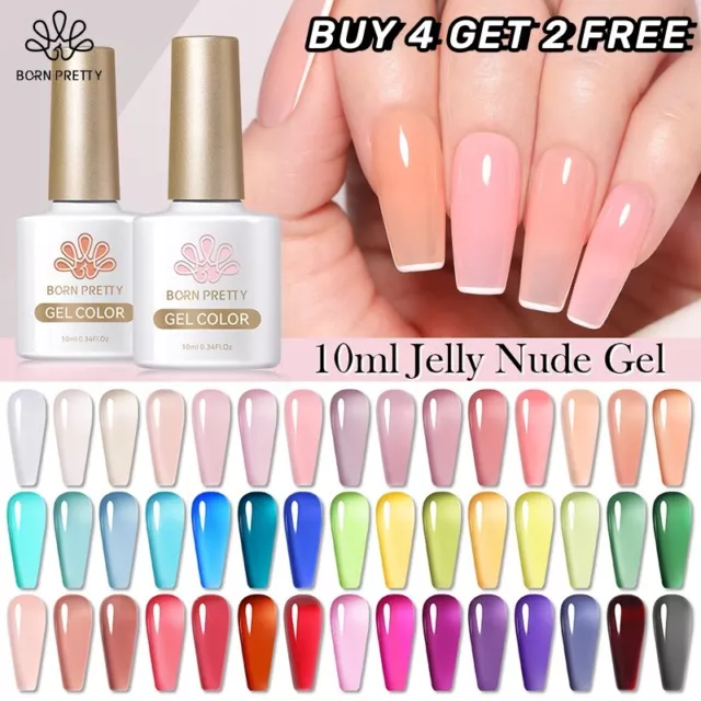 BORN PRETTY Jelly Nude Gel Nagellack 10ml Translucent Soak Off UV Nagellacke