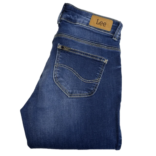 LEE Jeans Women's W28 L31 Blue Regular Bootcut Denim Zip Stretch Bootleg Joliet