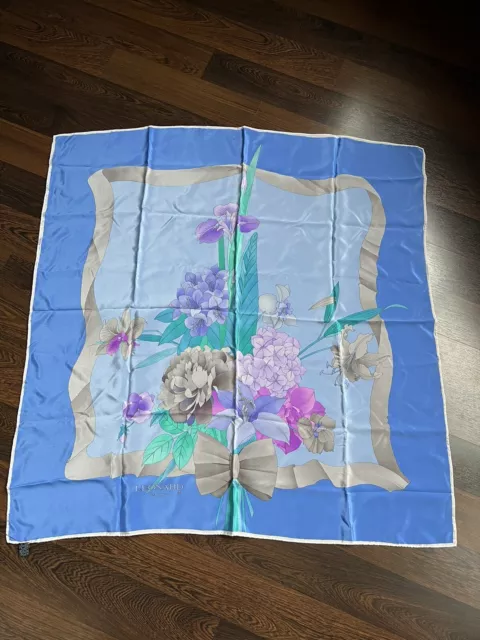 LEONARD Paris Multi Color 100% Silk 'Foliage' Marbled Paisley Scarf