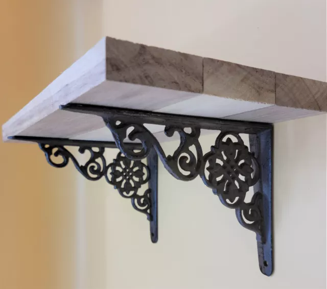 2 Rustic Shelf Brackets Wall Support Brace Angle Bracket Mounting Hardware Prop