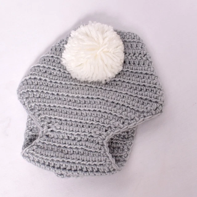 So Dorable Crocheted Bunny Tail Diaper Cover Gray Size 0-6 Months Easter