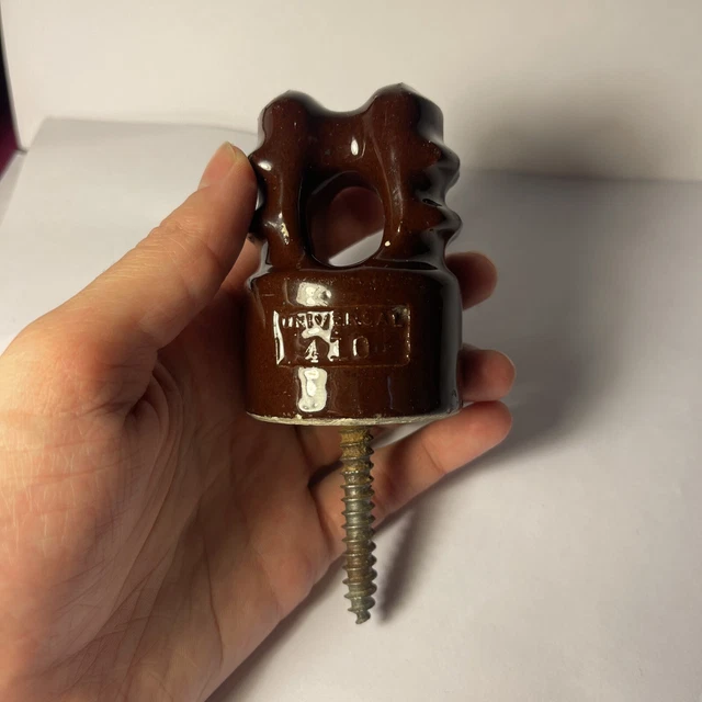 Vintage Brown Universal 410 Lag Screw Insulator