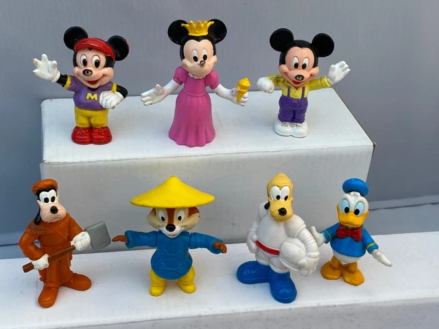 Disney Figures x7 Pluto Mickey Goofy Minnie Pvc Toy Figure Cake Topper 2” Tall