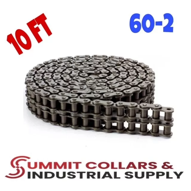 #60-2 Double Strand Duplex Roller Chain 10 Feet with 1 Connecting Link