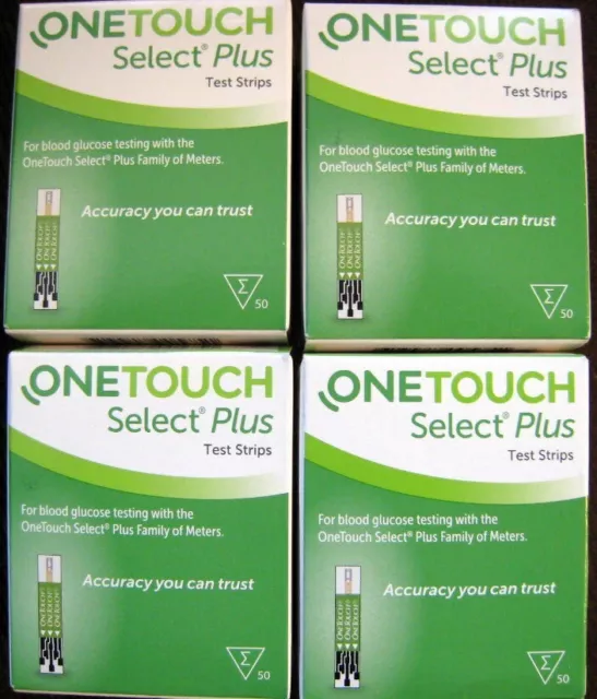 4 x CAJAS ONETOUCH SELECT PLUS TOTAL 200 TIRAS REACTIVAS DE AZÚCAR GLUCOSA EN SANGREcm2