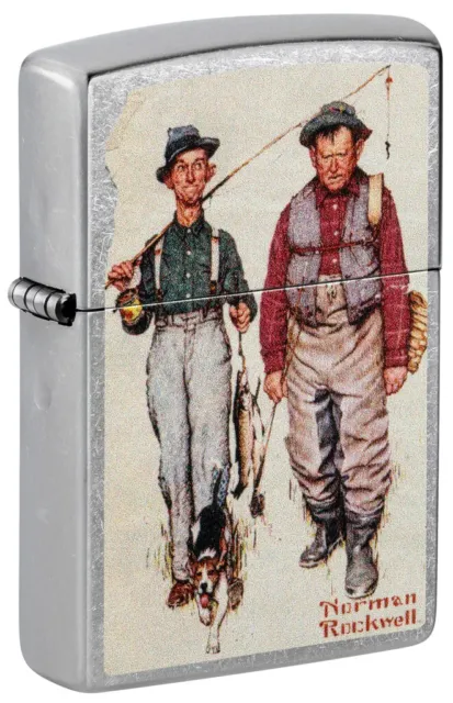 NEW 2024! Zippo Lighter Norman Rockwell TWO OLD MEN AND A DOG Street chrome BNIB