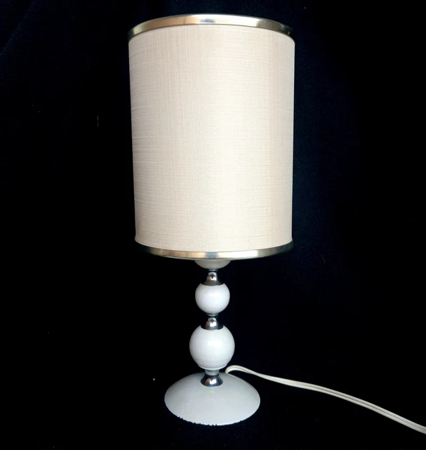 Petite Lampe En Metal Laque Blanc Annees 70 Vintage Space Age Retro