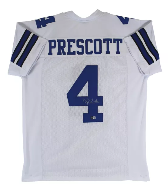 Dak Prescott Authentic Signed White Pro Style Jersey Autographed BAS Witnessed