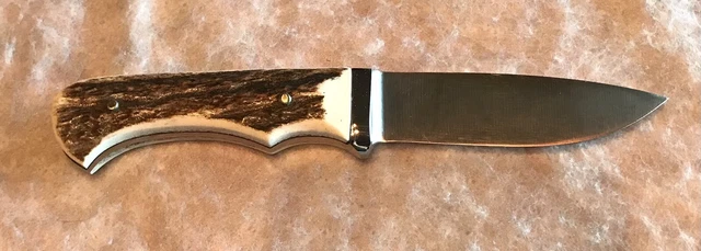 Vintage Hubertus Stag Fixed Blade Companion Hunting Knife w/ Leather Sheath