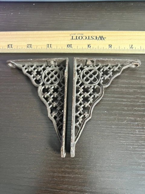 Antique mini iron lattice shelf brackets