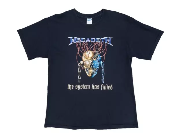 Gildan L Black Megadeth Band T-shirt Men's The System Has Failed Skull Graphic