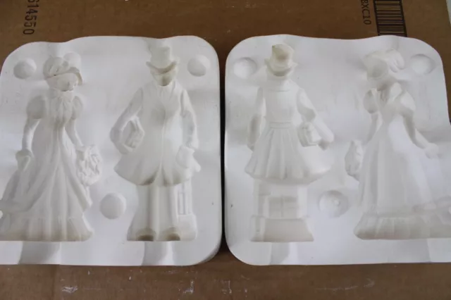 Ceramic Slip Mold 2 Piece Christmas Xmas Shoppers Decoration 322 Cast Casting