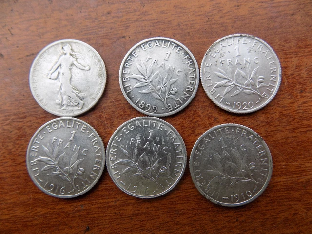 Monnaie Argent  1 Francs  Lot De 6