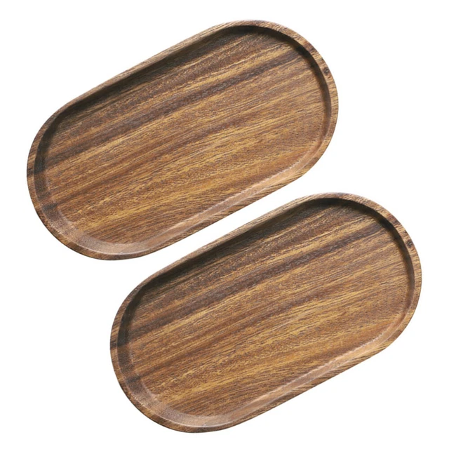 2 Pcs Di Legno Vassoio Legno Massello Di Acacia Portaposate Vassoio Del Tè