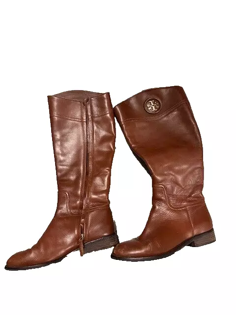 Tori Burch Woman's Tall Brown Leather Boots Size 7.5 Riding