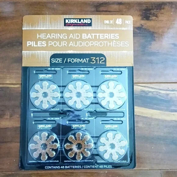 NEW KIRKLAND SIGNATURE Hearing Aid Batteries Zinc Air 48 Pack, Size 312