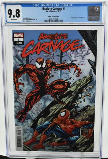 Absolute Carnage #1 (2019) CGC 9.8 Bagley Variant Cover Mark Bagley  Marvel