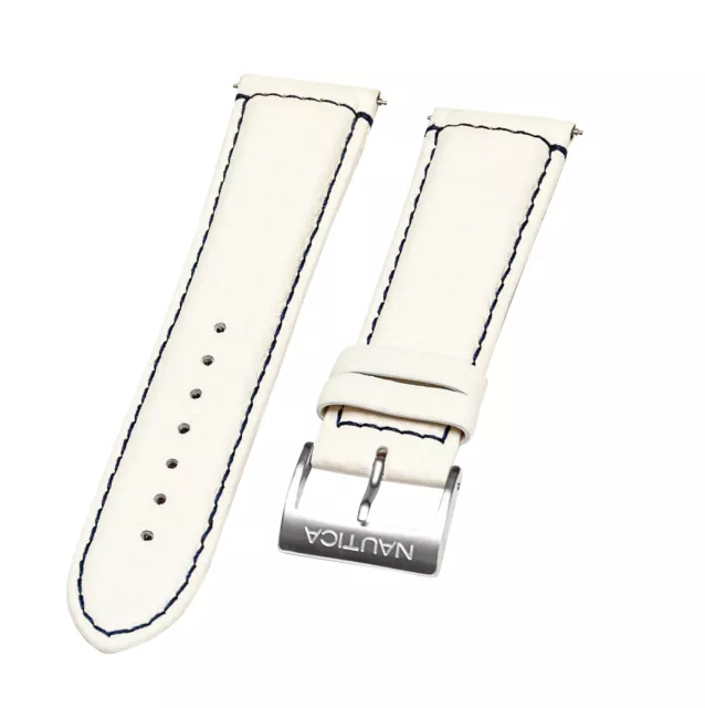 Nautica Men's A19567G | N19567G BFD 101 Chrono 24mm White Leather Watch Band