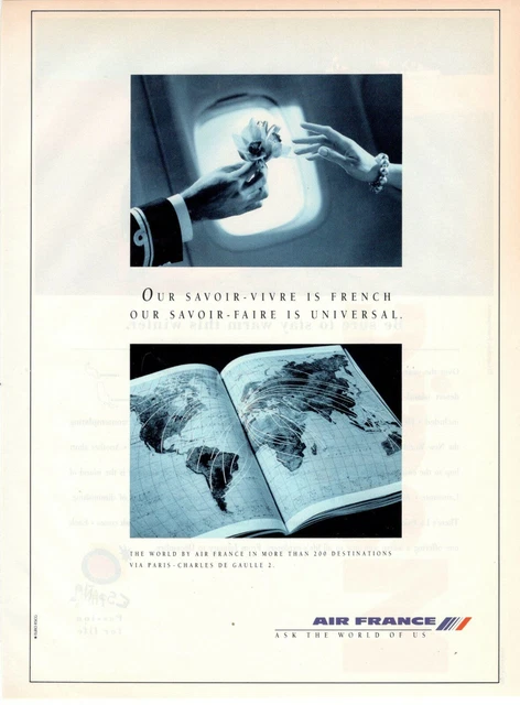 Ir France Airlines 1993 Advertising Vintage Aour Savoir Vivre Is French
