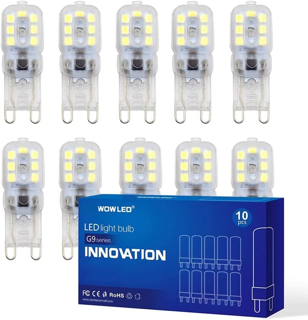 WOWLED G9 LED Light Bulb, 3W (30W Equivalent), Non-Dimmable, Cool White,...