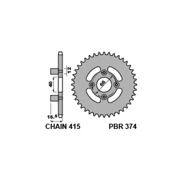 Pbr 374 Corona Trasmissione Ferro Denti 33 Passo 415 Moto Morini 50 Corsarino