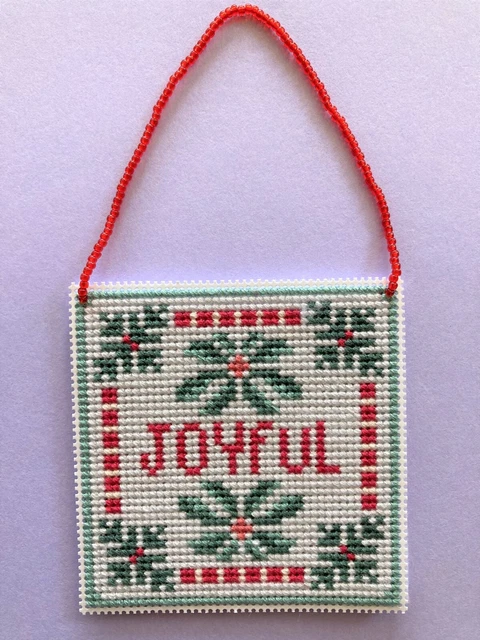 Hecho a mano punto de cruz adorno/colgador de vacaciones de Navidad-P alegre