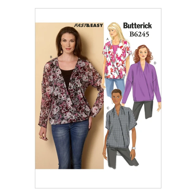 Butterick B6245 Misses Loose Pullover tops Sewing Pattern Size 4-14 or 16-26