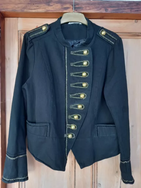 Debenhams Military Steampunk Style Jacket  Size 16  Black  VGC