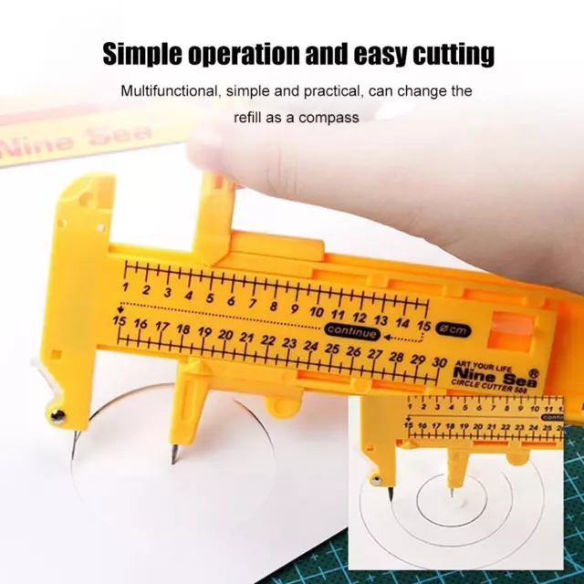 T0# 2PCS Portable Compass Circular Cutter Craft Accessory Rotary Cut Tool (Yello