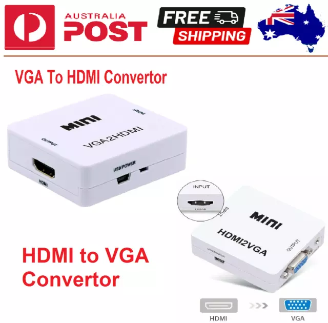 VGA to HDMI and HDMI to VGA Video Adapter Cable Converter with Audio HD 1080P