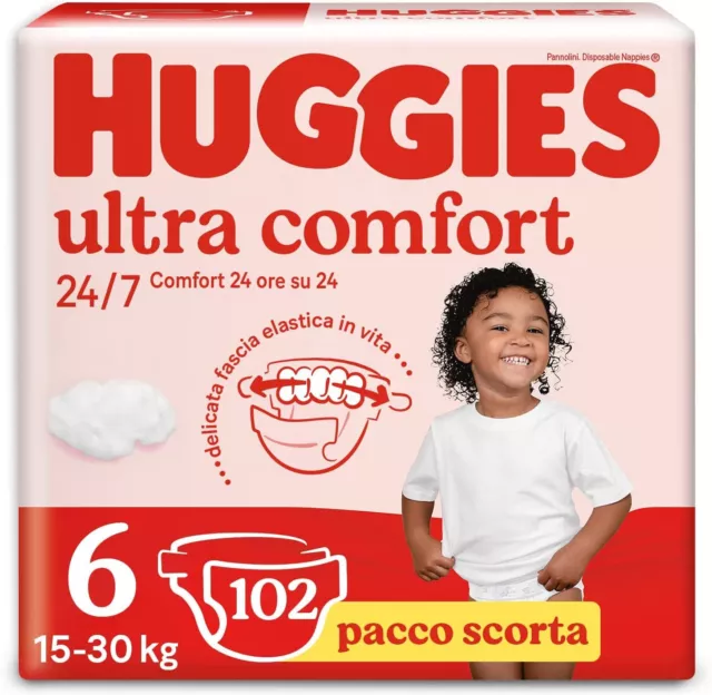 Huggies Pannolini Ultra Comfort Taglia 6 16-30 Kg Confezione da 102 Pannolini