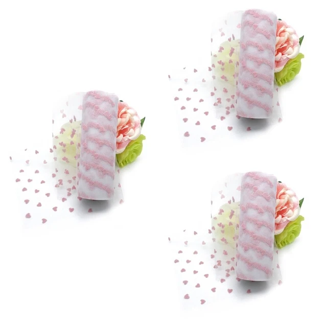 3 piezas 6"x 25 yardas Rollo de Tul Rodillo Tutú Boda Banquete Decoración Envoltura de Regalo (Rosa Pequeño)