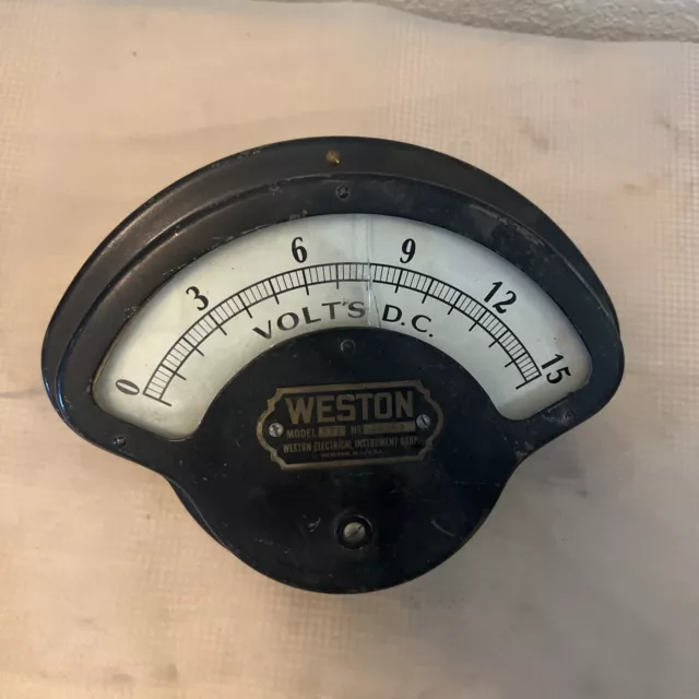 Vintage Weston Electrical Volts D.C. Kilocycles Meter Gauge Model 271 Steampunk