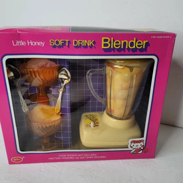 VINTAGE 1960s Redbox Little Honey Soft Drink Blender Set NIP Cups Spoons Blender