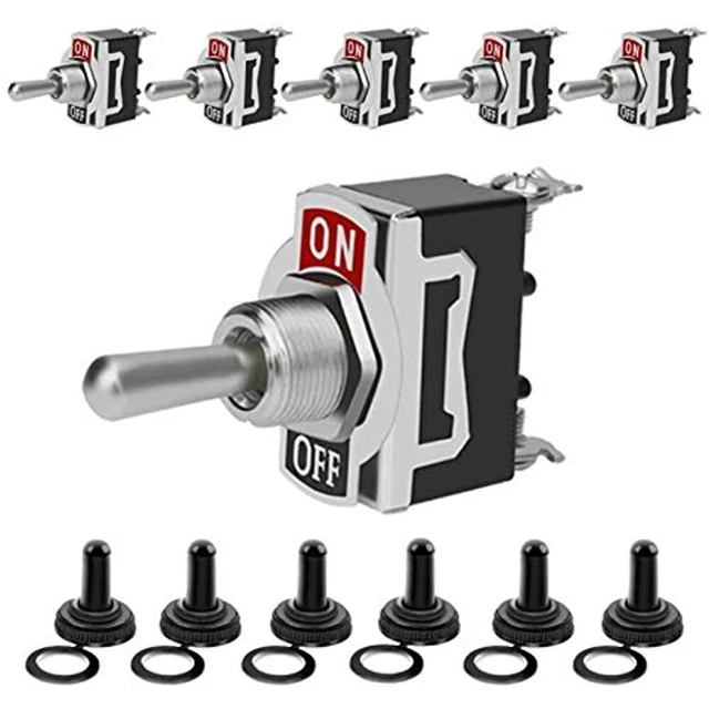 Heavy Duty Rocker Toggle Switch 15A 250V 20A 125V SPST Pin ON/Off Metal Bat Boot