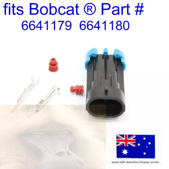 fits Bobcat 2 Pin Male Connector Plug 6641179 6641180 T590 T595 T630 T650 T740 2