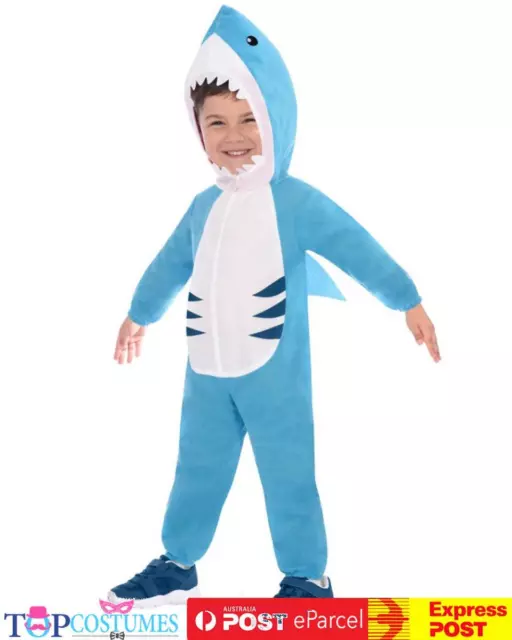 Blue Shark Jumpsuit Boy Girls Child Party Kids Book Week Costume Animal