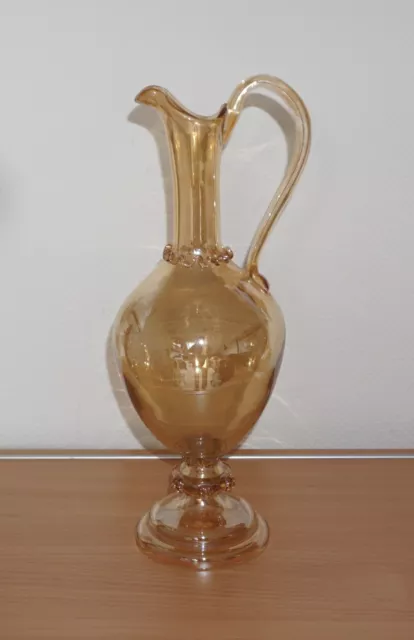 antike hohe Glas Karaffe / Kanne / Krug in Apricot