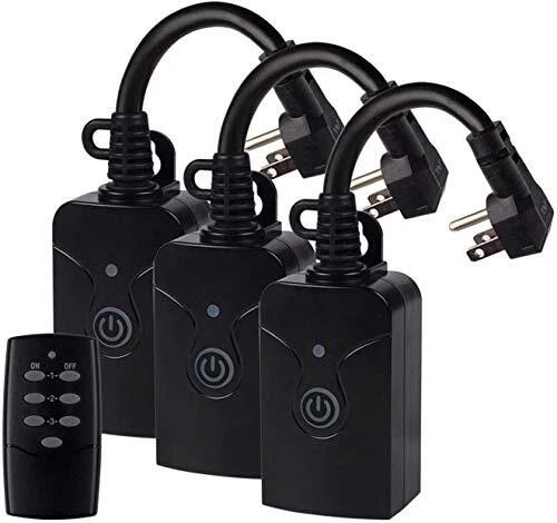 Outdoor Indoor Wireless Remote Control 3-Prong Outlet Weatherproof Heavy Duty