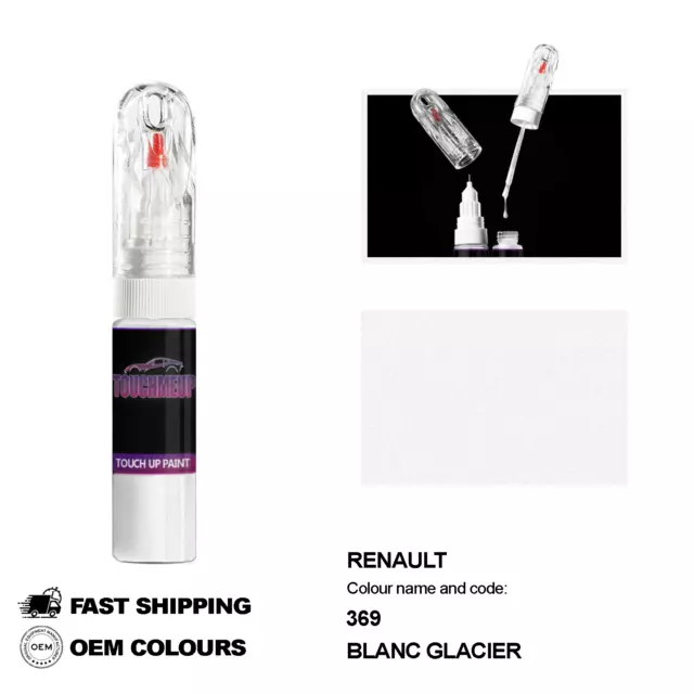 Para Renault Modelos Blanc Glacier 369 Pintura De Retoque Pen Scratch Chip...