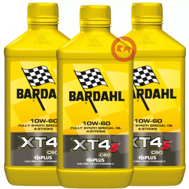 Kit 3 Lt Olio Motore 4T Bardahl Xt4-S 10W60 Racing Pista / Strada 100% Sintetico