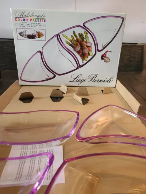 Luigi Bormioli Purple / Amethyst Four Piece Sectional Serving Dish Set ITALY