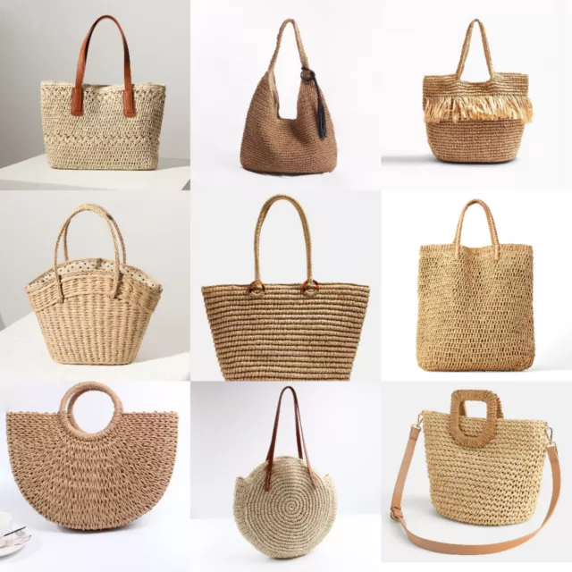 Large Rattan Shoulder Bag Straw Bag for Womens Summer Beach Bags Woven Tote Bags
