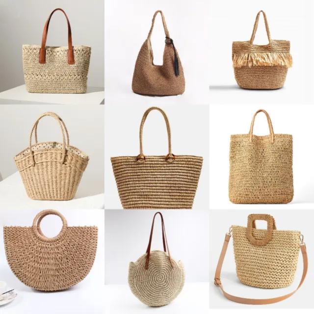 Straw Bag for Womens Summer Beach Bag Large Rattan Shoulder Bag Woven Tote Bags