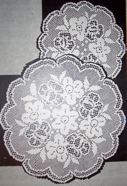 929 Vintage Filet FLORAL DOILIES Pattern to Crochet (Reproduction)